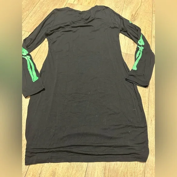 Neon green skeleton bones Bodycon stretchy dress Halloween black light resistant - Picture 13 of 14